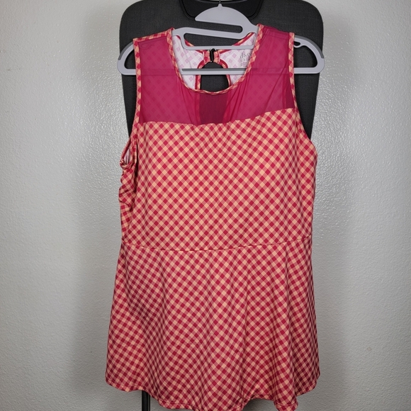 d&co Other - Denim & Co. Beach Mesh Crewneck‎ Printed Swim Dress-Magenta Size 20W